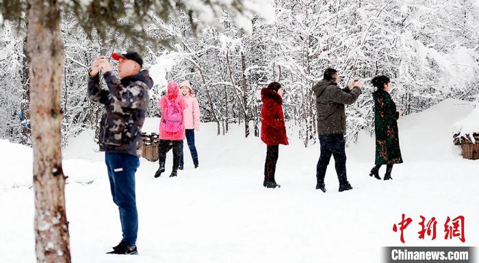 游客紛紛拍攝美麗的雪景?！⊥蹙瓣?yáng) 攝