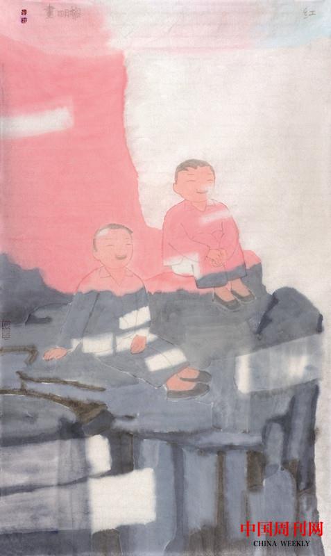 田黎明2020紅，紙本水墨，70×40cm.jpg