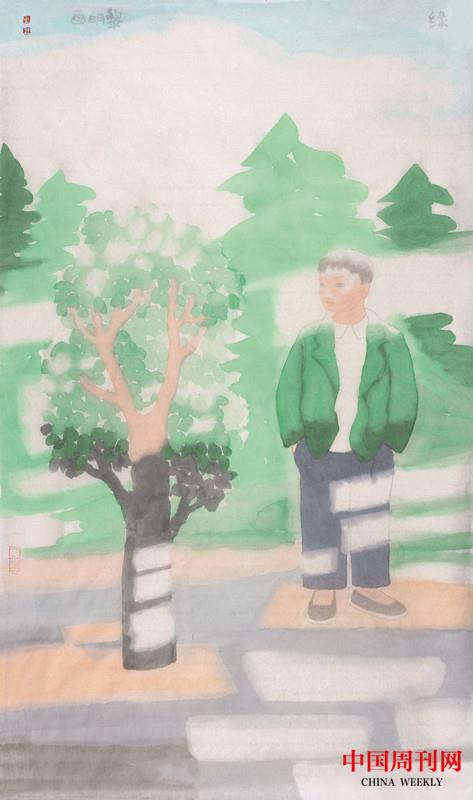 田黎明2020綠，紙本水墨，70×40cm.jpg